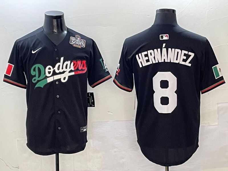 Men Los Angeles Dodgers #8 Hernandez Black Mexico Nike 2025 MLB Jersey style 7